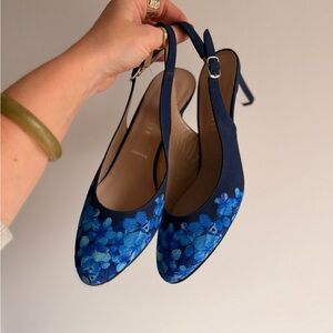 Ron White Blue Floral Slingback Pumps — Women Shoes